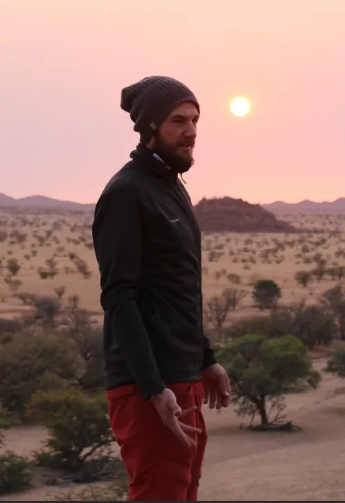 Christian Scholze at sunset in the Namibian desert